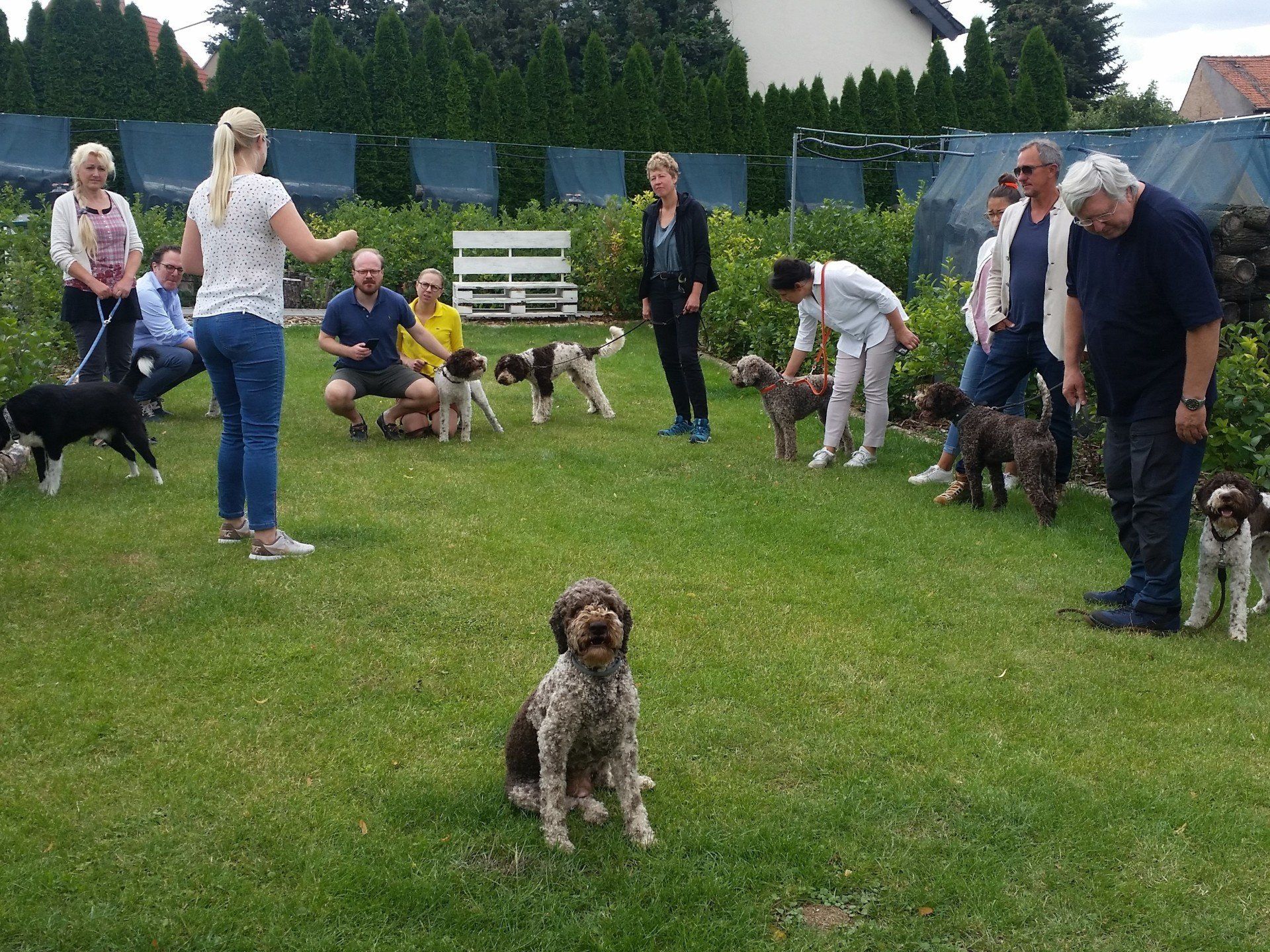 Inhaberin führt die Trüffelsuche auf der Trüffelfarm vor