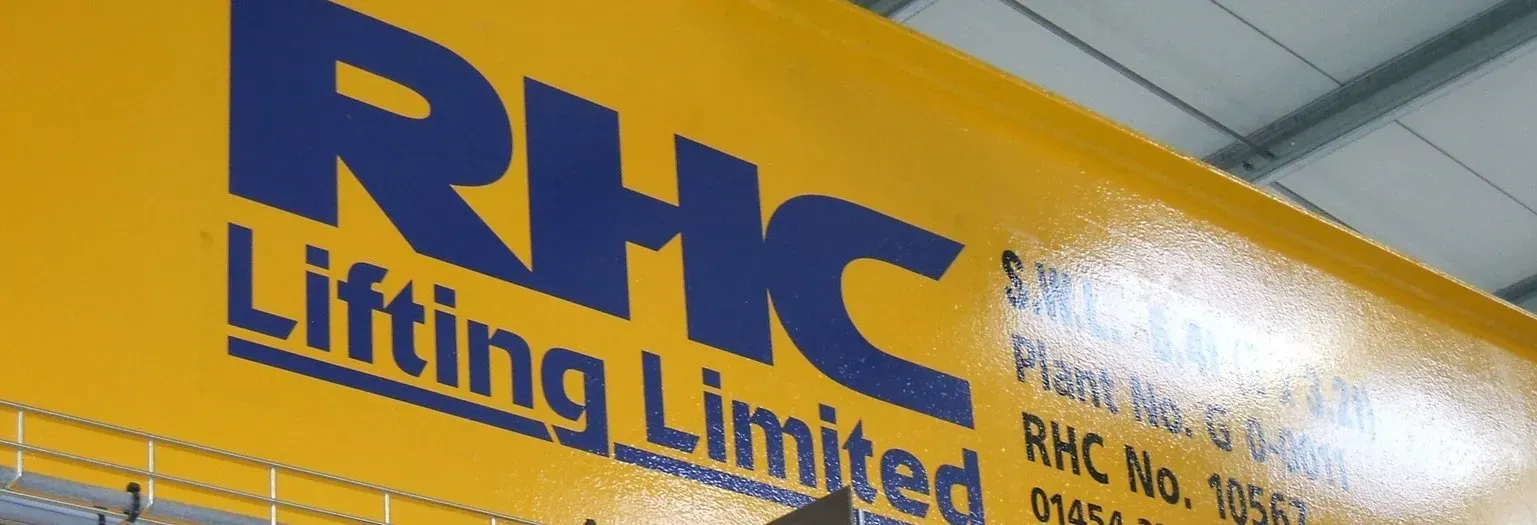 RHC Lifting logo on a yellow crane beam