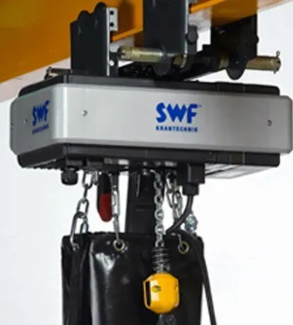 Close up of an SWF electric chain hoist