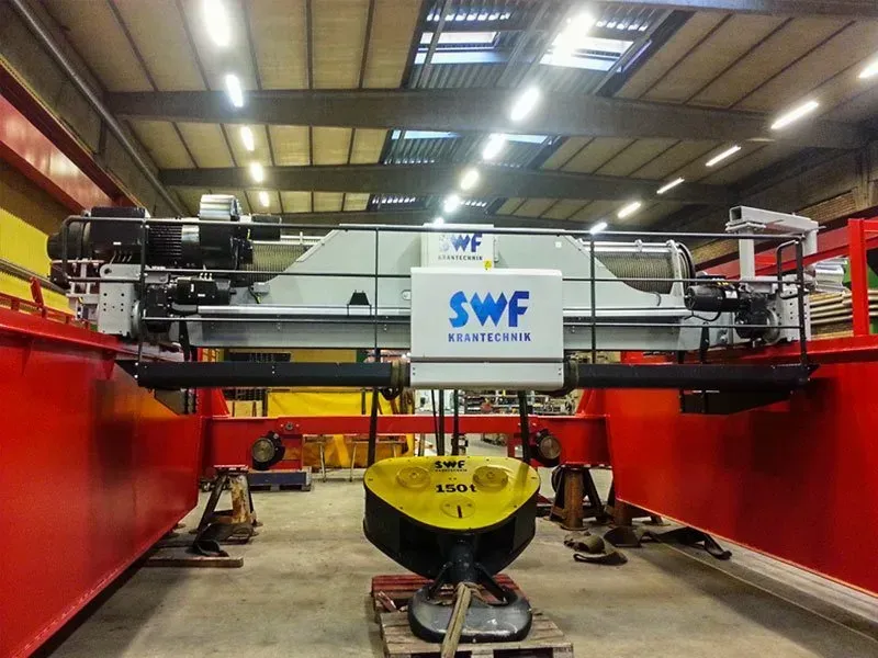 Close up of a 150t CRABster wire rope hoist