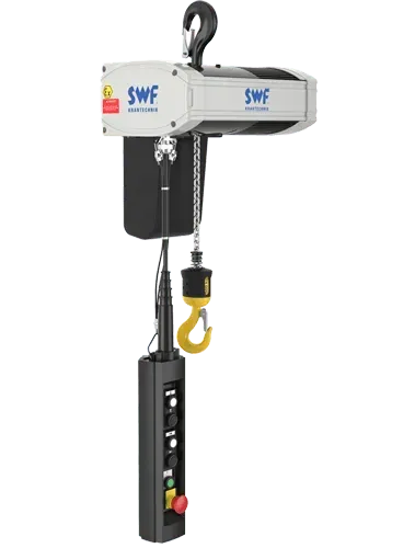 Graphic of explosion proof hoist with hook and pendant