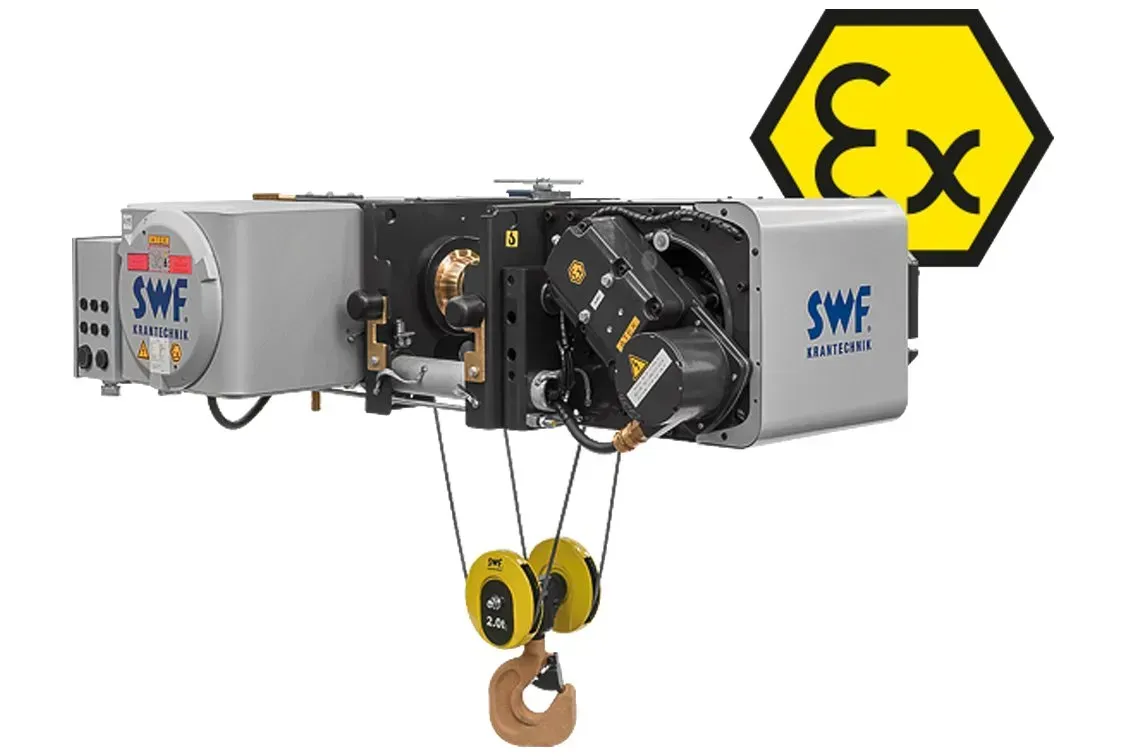 A graphic of an explosion proof lifting equipment hoist