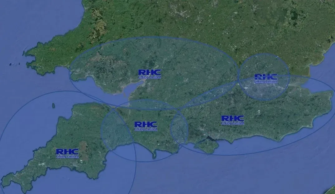 A map, showing the RHC branch locations: Bristol, Yeovil, Plymouth, Southampton, London, South Wales