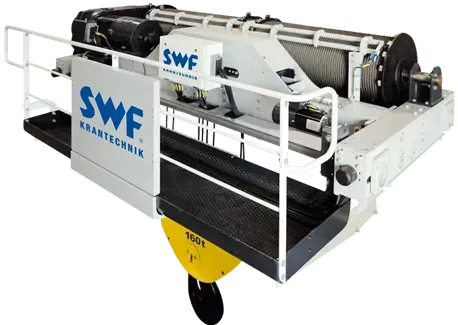 An SWF CRABster wire rope hoist