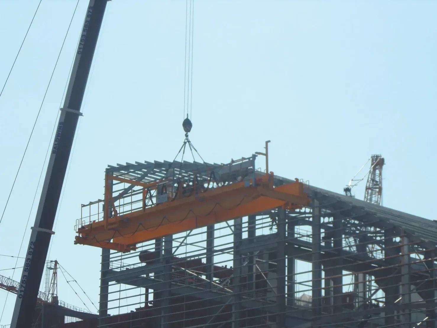 Images from the installation of an energy for waste crane