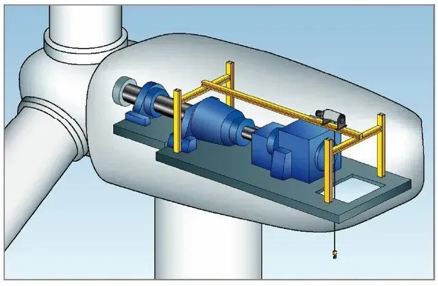 Drawing of wire rope hoist with diversion pulleys