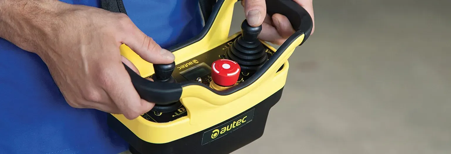 Joystick remote being controlled