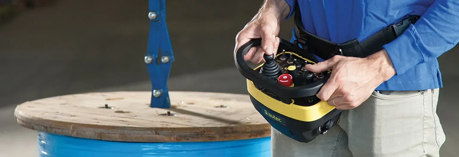 Remote being used to lift a drum