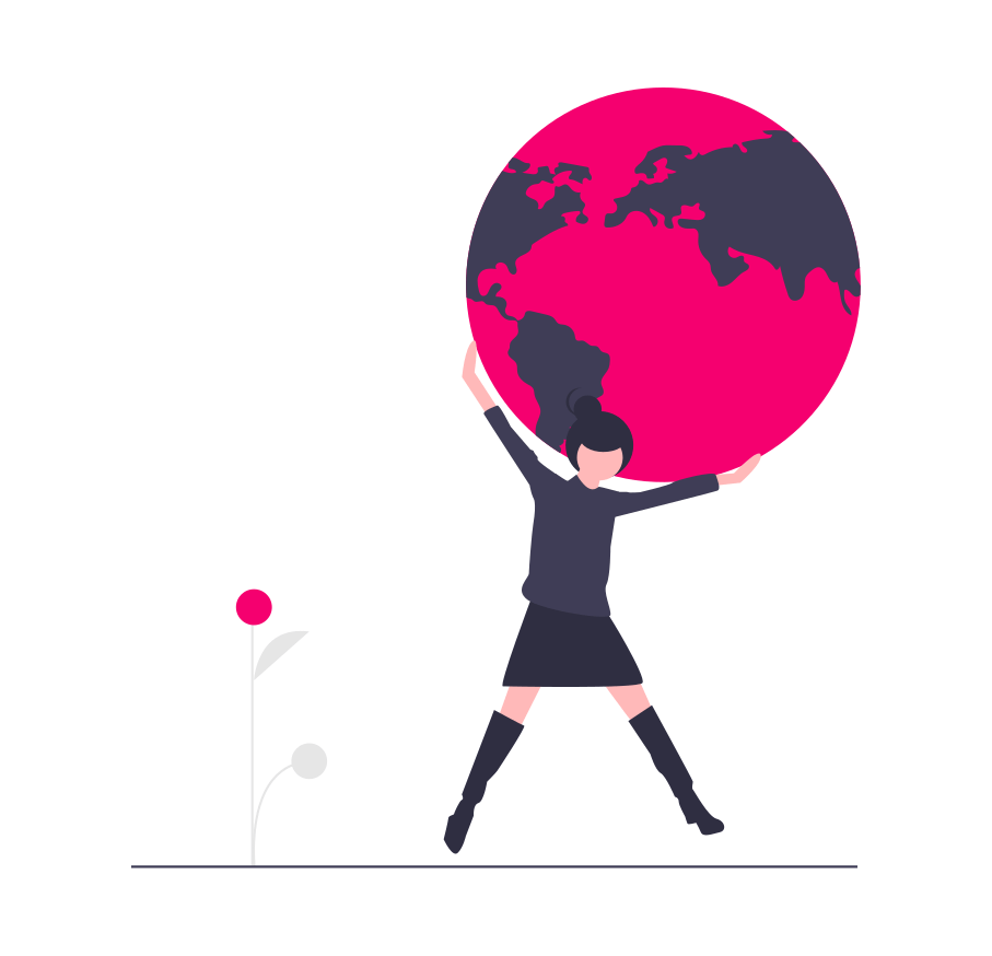 illustration de jeune femme tenant un globe terrestre