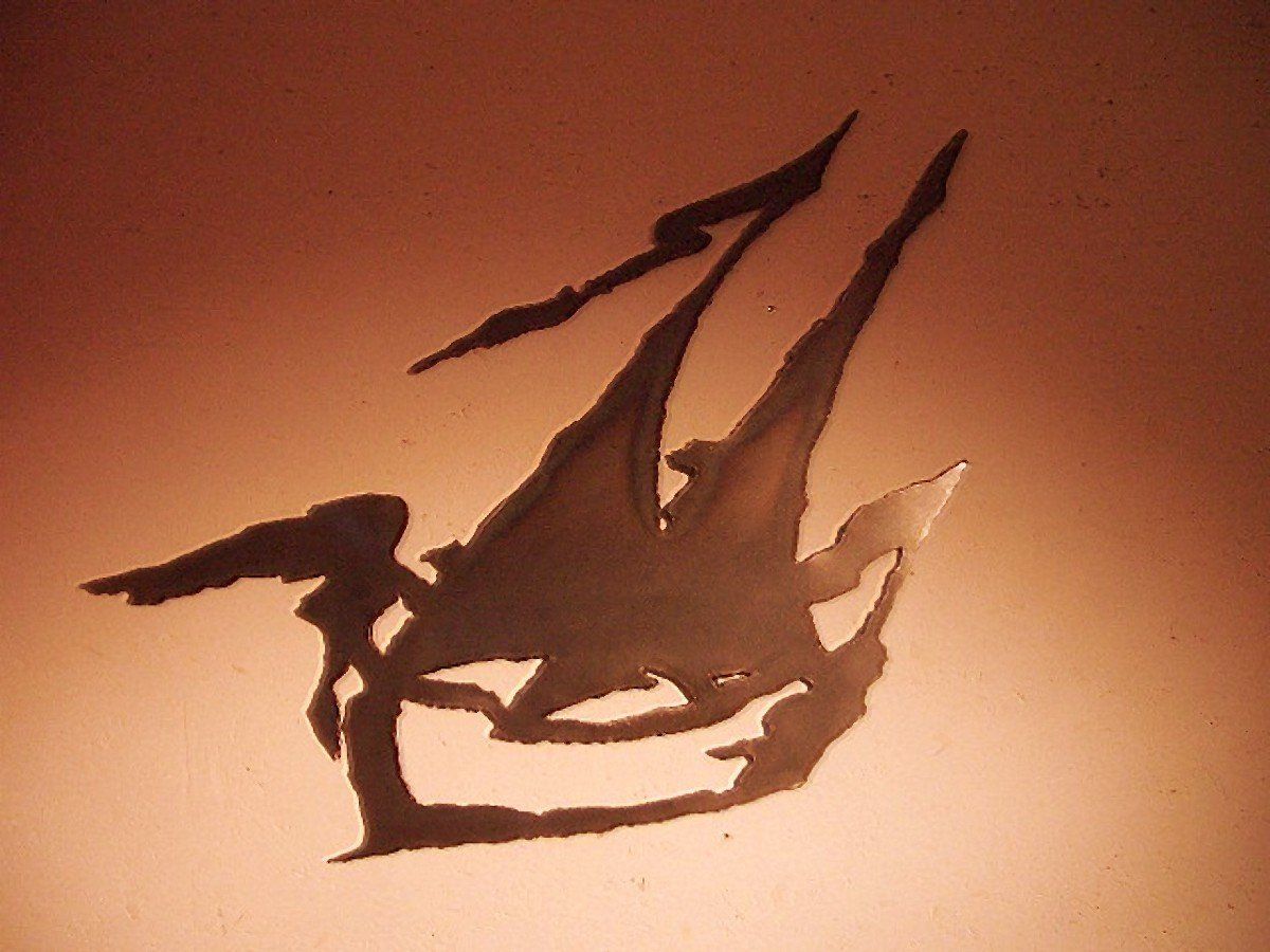 Sabrina lernt segeln . 2014 - Wandobjekt Stahl: Der Eisengraf - Sachwert-Kupons: REALVADIS by Bill d'Amacha . Edition Eisengraf