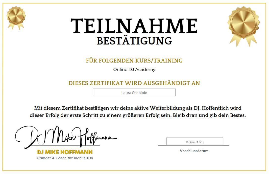 Zertifizierte Hochzeits DJane