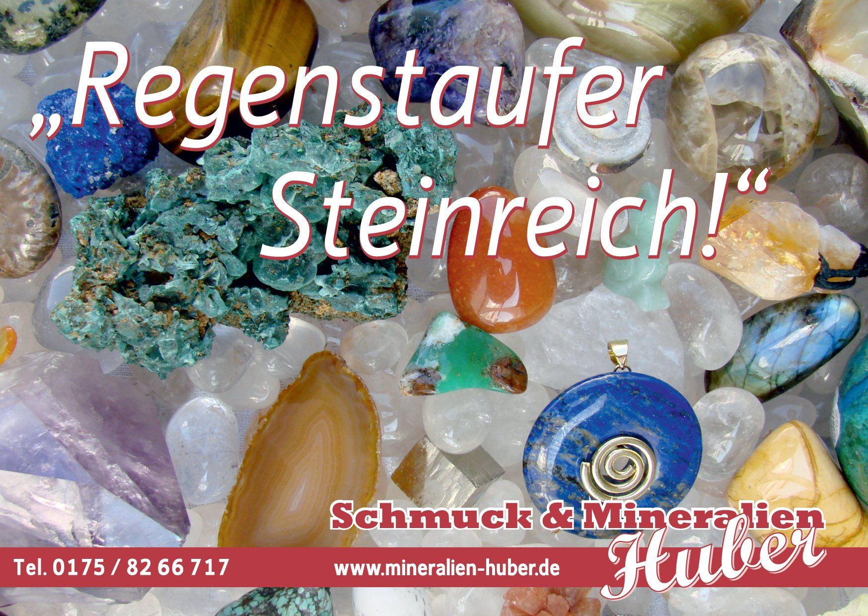 Logo auf verschiedenen Mineralien