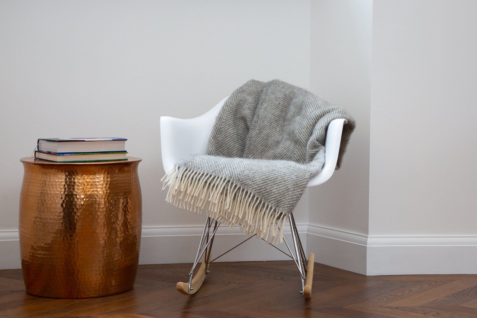 chair with rug detail