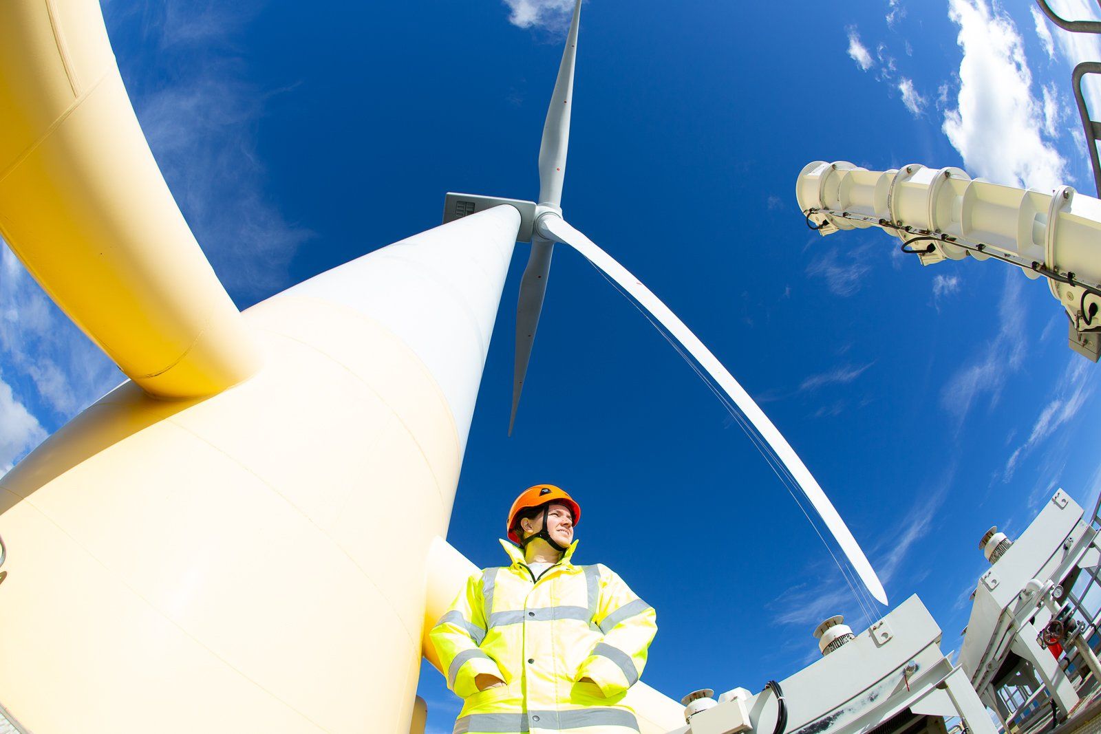 Wind turbine with female engineer