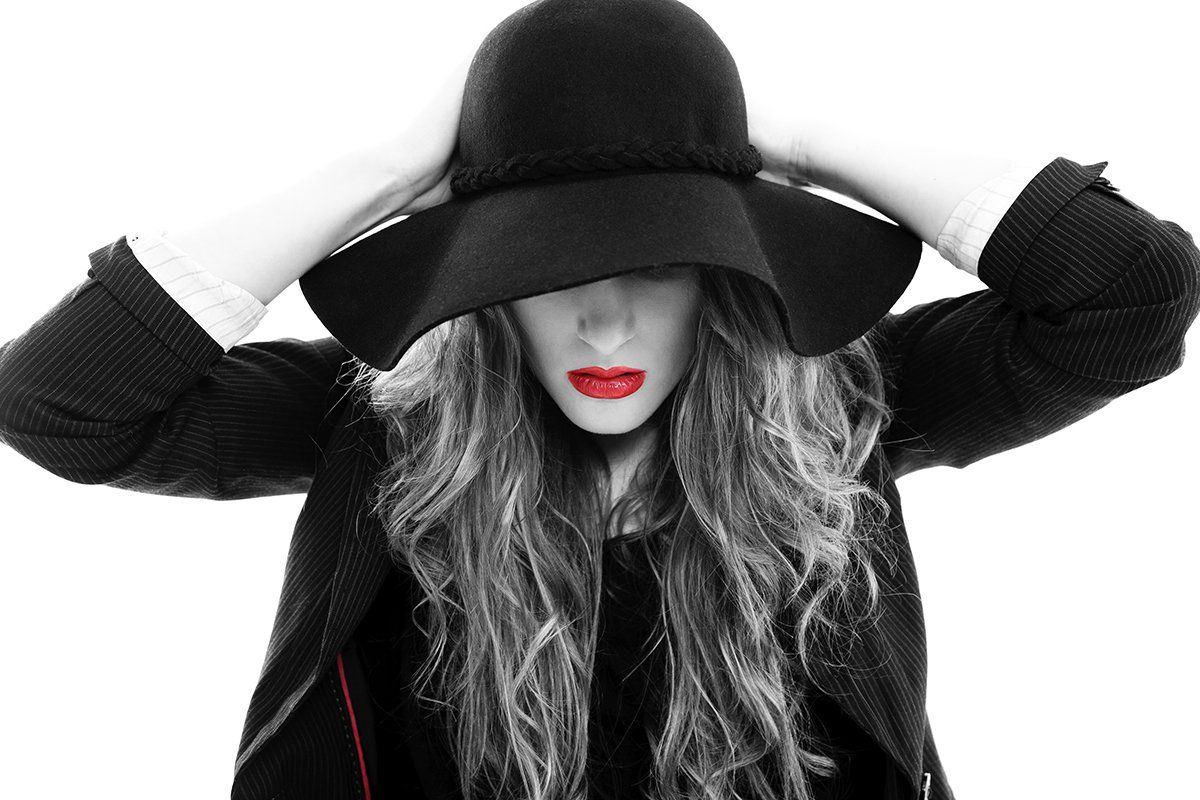 Model with red lipstick