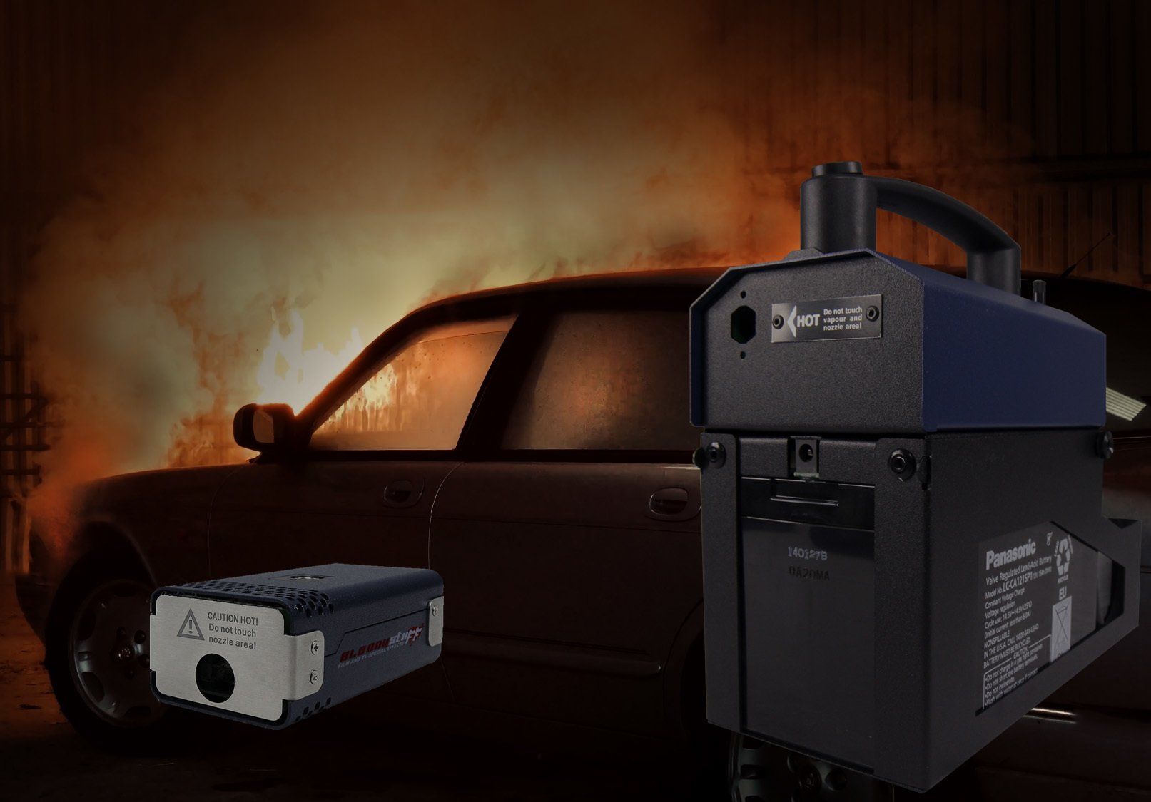FilmSFX wireless remote fog machine in car for burning car effect