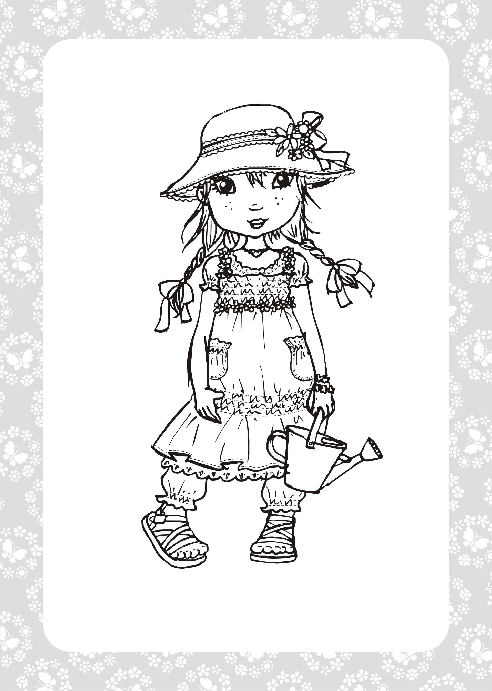 Eine Beispieseite aus dem Fashion Designer Ausmalbuch der Marke. Ein Top Model zum ausmalen.