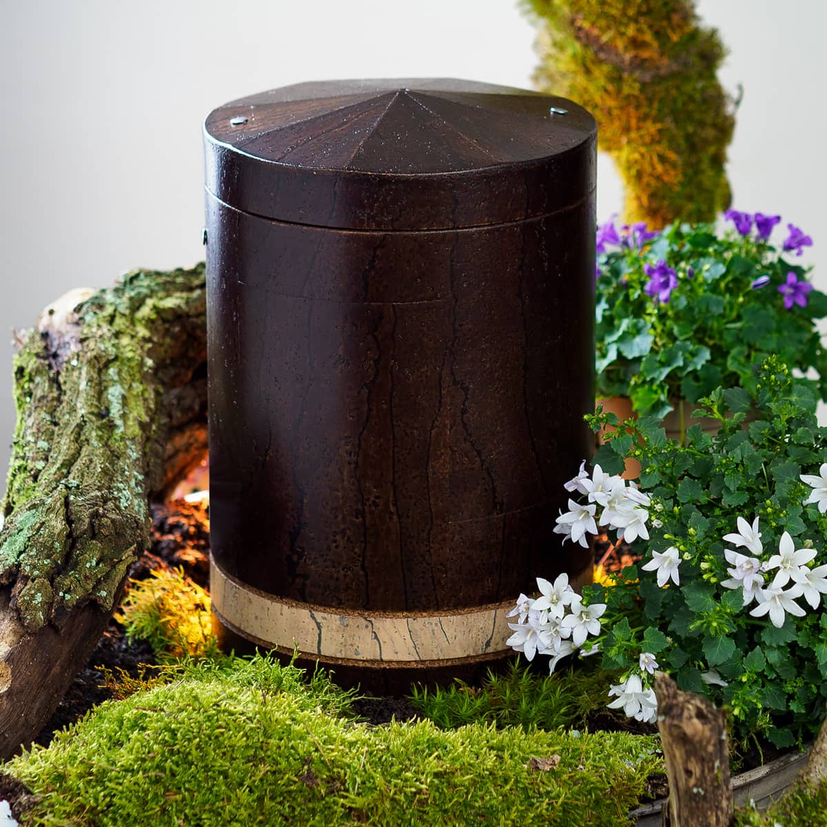 KU-1020-BC Kork-Urne braun/creme gebeizt