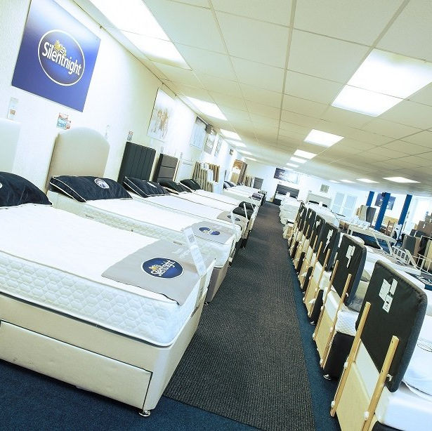 The retail showroom and beds and mattresses at The Bed Centre in Clay Cross, Chesterfield