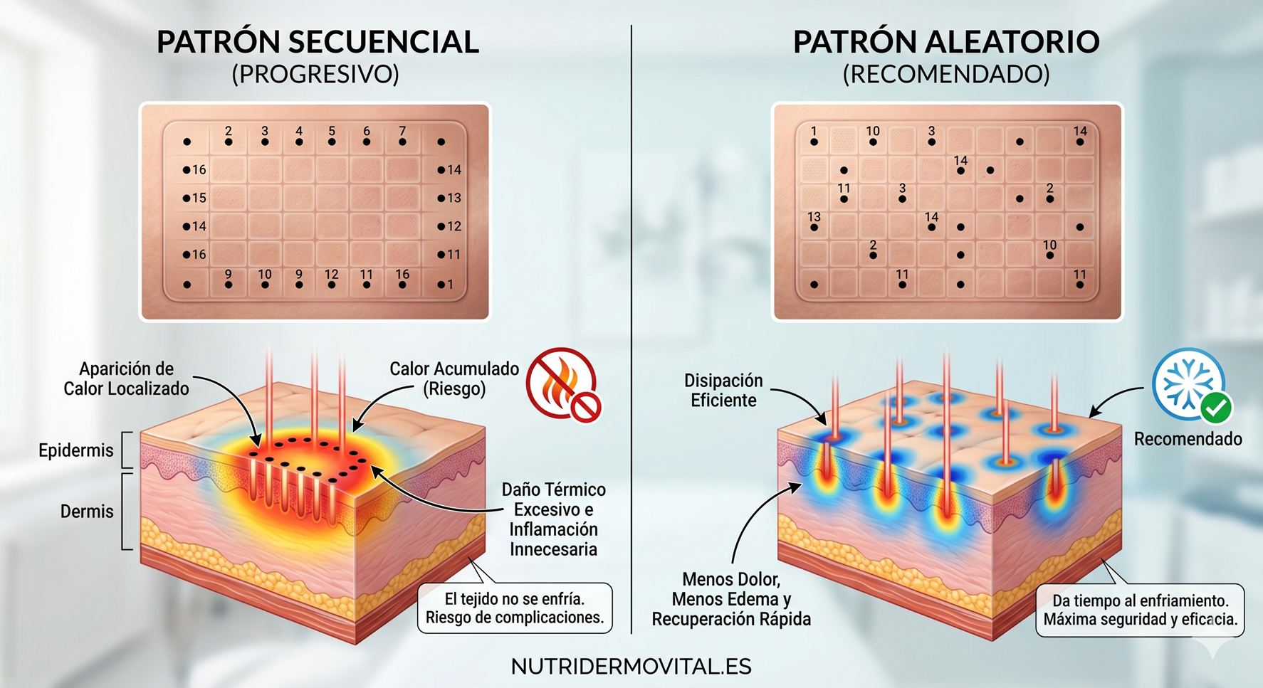 Aprende cómo elegir el mejor patrón de escaneo en láser CO₂ fraccionado.