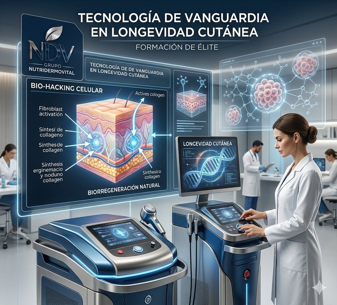Infografía didáctica de Grupo NutriDermoVital sobre el músculo metabólico y tecnología EMS