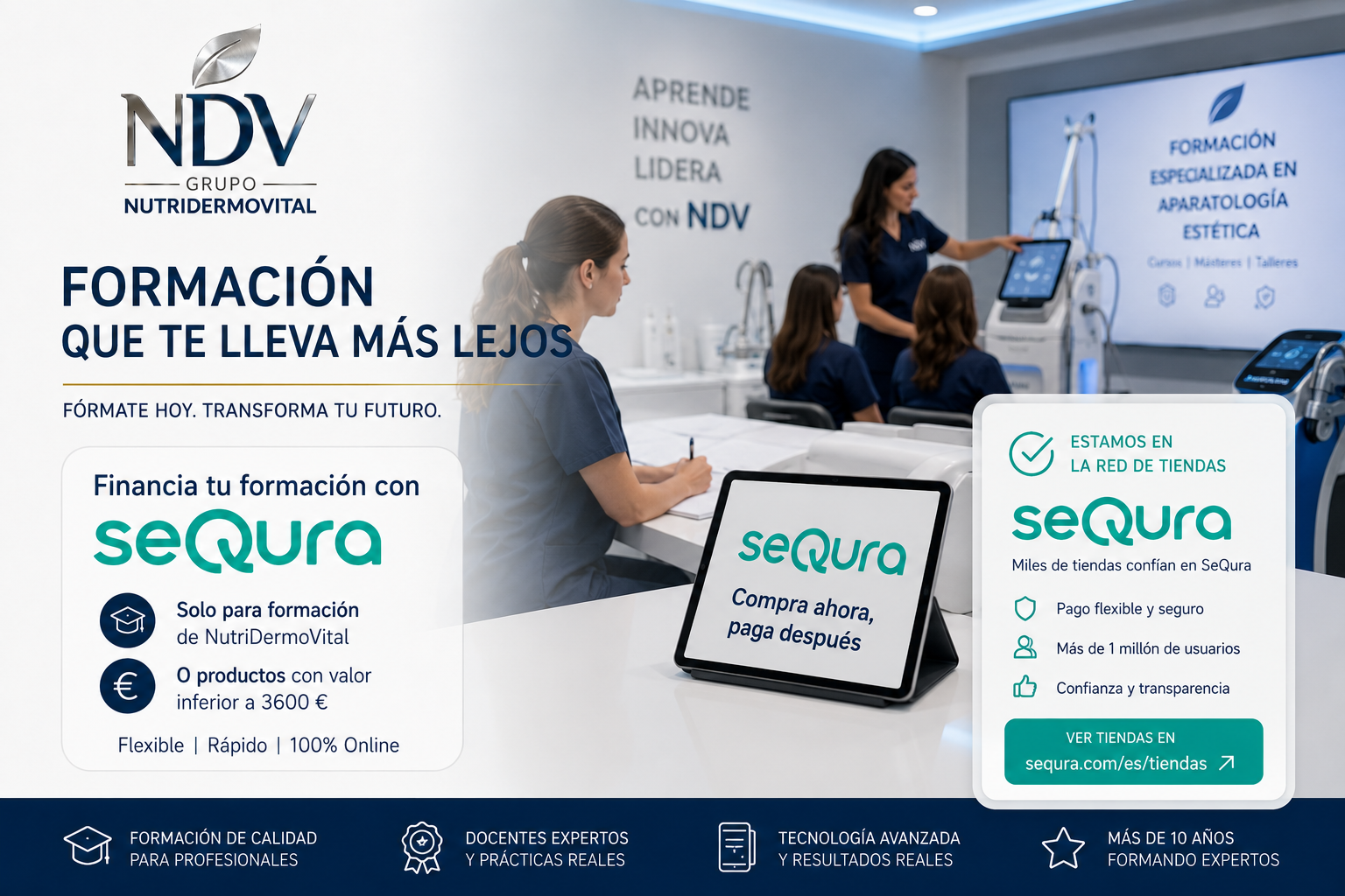 Aparatología estética avanzada de NutriDermoVital junto al servicio de pago flexible de SeQura