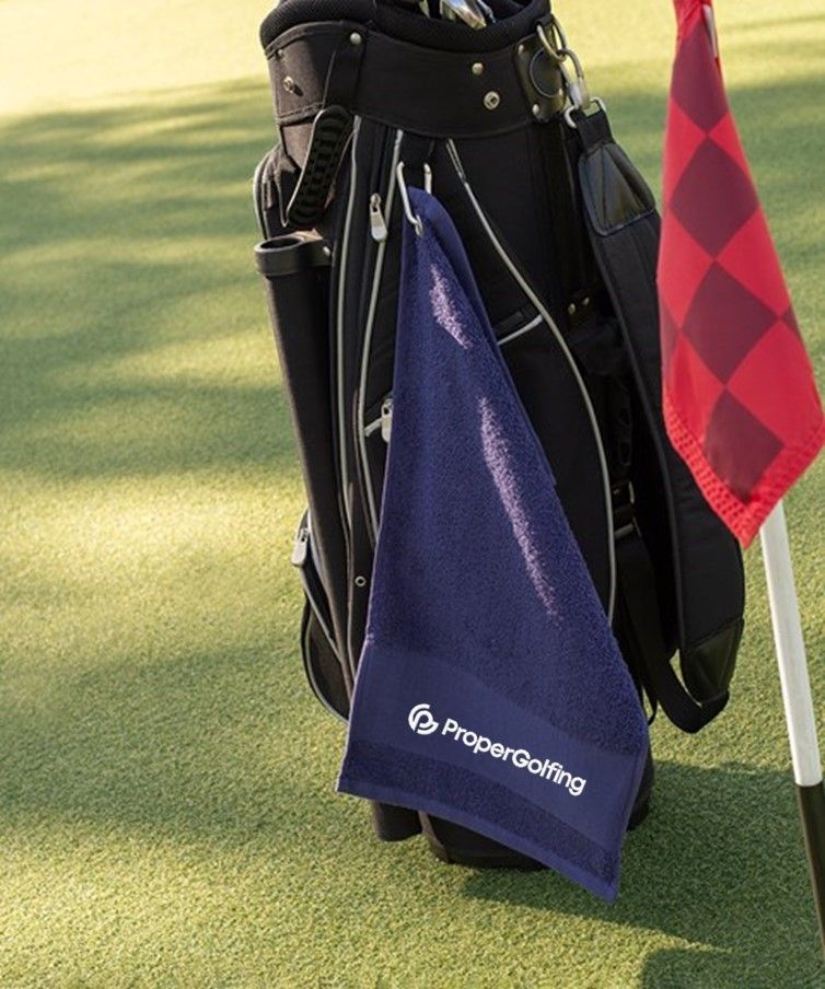 embroidered golf towel, golfer, golf pro, golf towel, golf promo, golf shirt