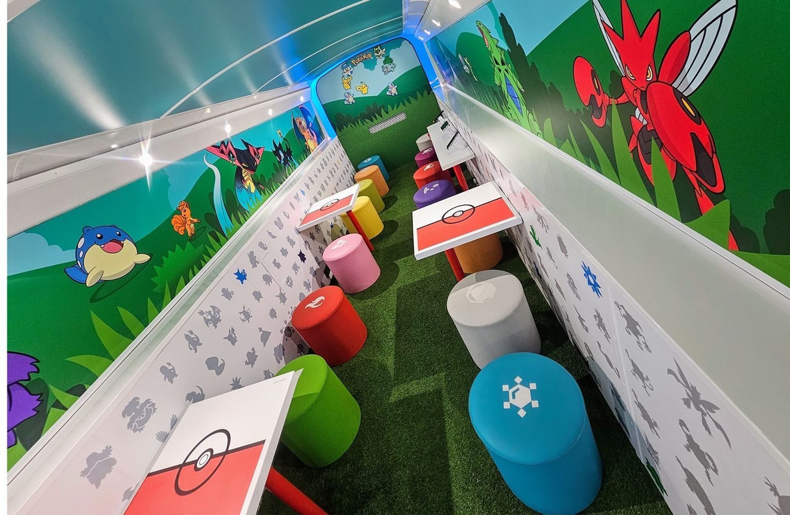 Pokemon Bus, The Treasure Trail bus, embroidered seat panels The Bus Business