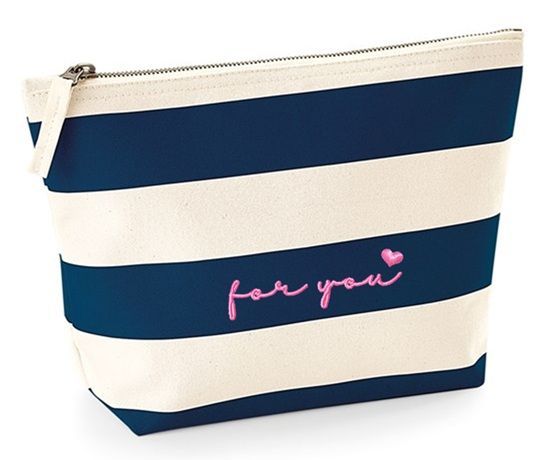 Navy and white striped cotton bag with