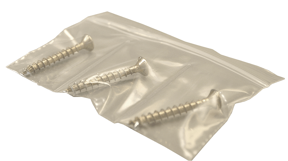 Folienbeutel mit Druckverschluss aus transparentem LDPE mit einer Kammerabschweißung