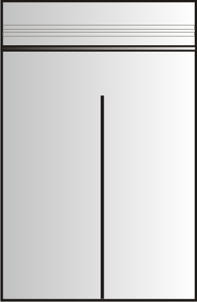 Skizze eines Beutels mit Druckverschluss und einer Abschweißung in der Mitte des Beutels um zwei Kammern zu bilden
