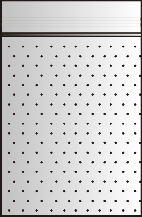 Skizze eines Druckverschlussbeutels mit einer speziellen sehr feinen Lochung der Folie zur Belüftung