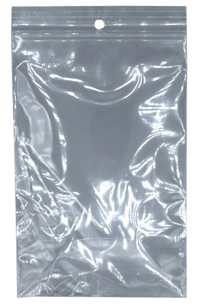 transparenter Druckverschlussbeutel mit Rundloch über dem Verschluss