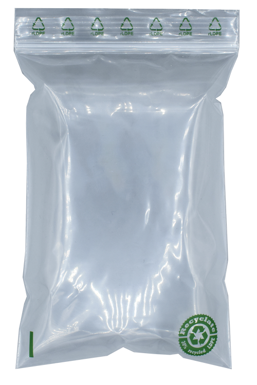 Druckverschlussbeutel aus transparentem Recyclat - PCR