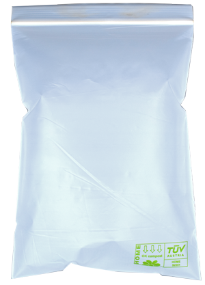 Druckverschlussbeutel aus milchiger PLA Kunststofffolie kompostierbar