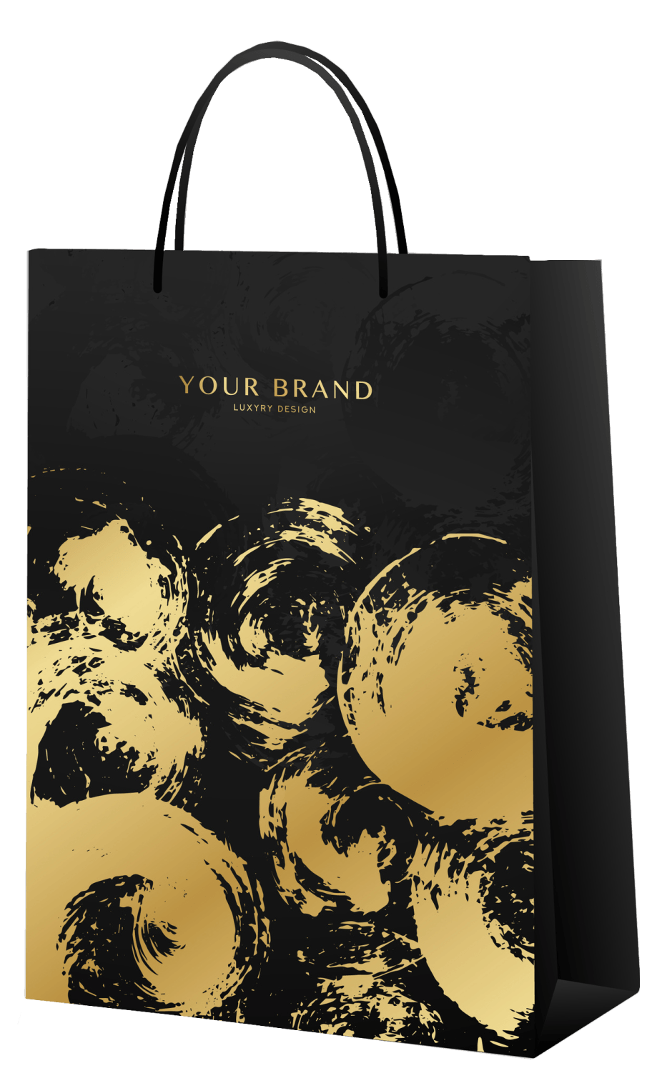 edle Papiertragetaschen - schwarz und gold bedruckt