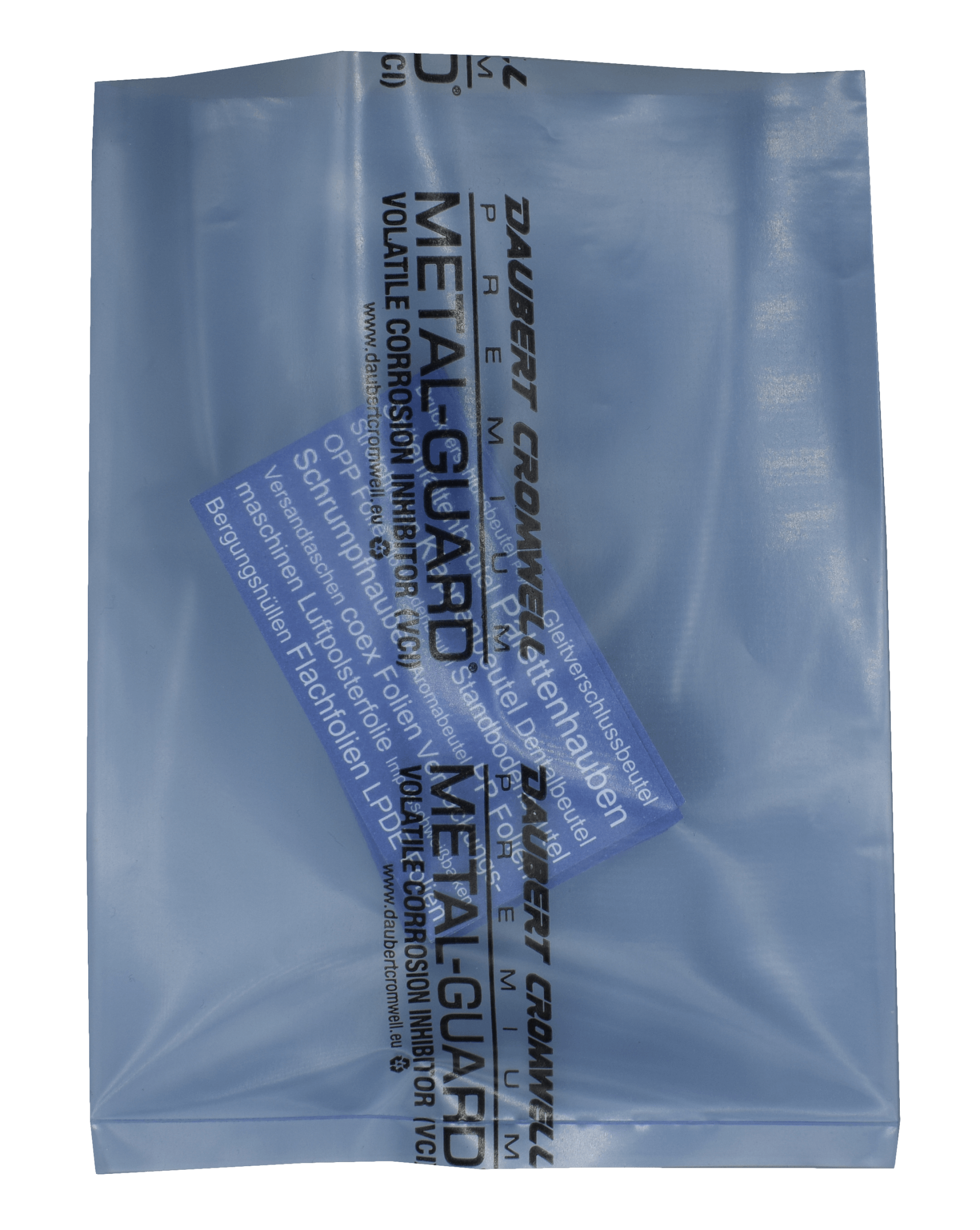 blau transparenter Flachbeutel mit VCI Korrosionsschutz Wirkstoff