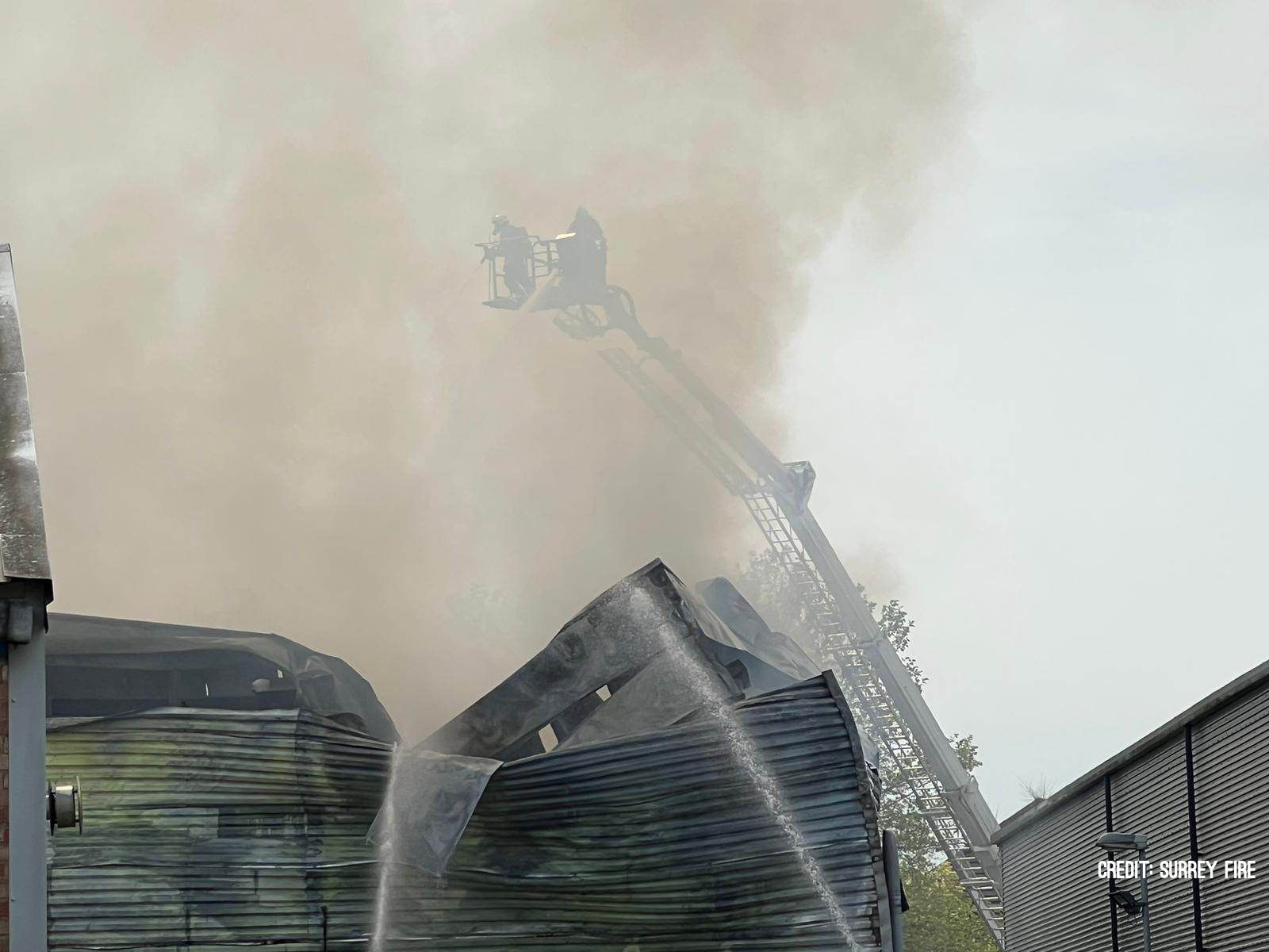 Surrey Fire Brigade fighting Byfleet Storage Fire