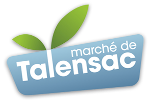 Logo bleu et vert du marché de Talensac dans le centre ville de Nantes