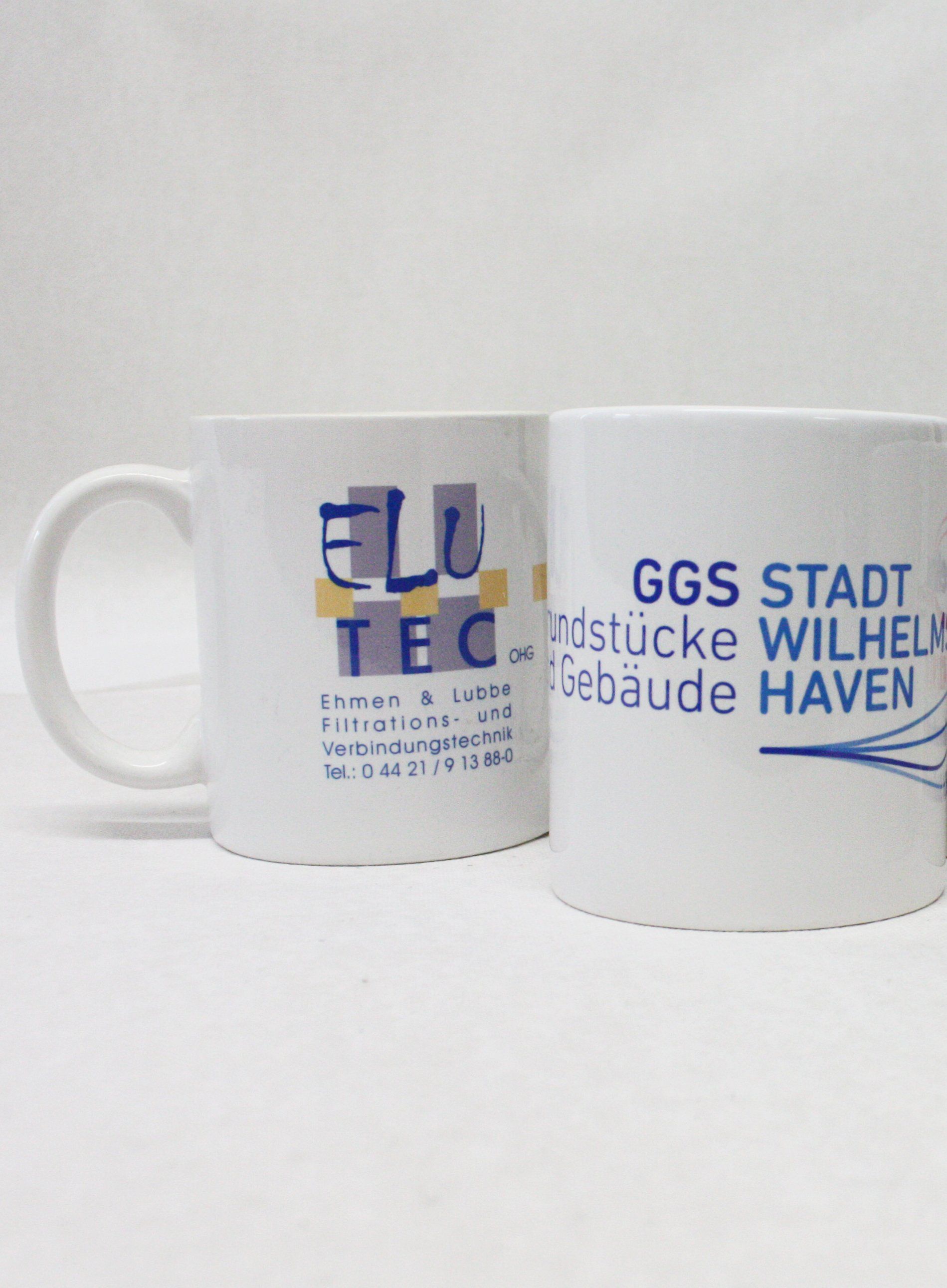 Becher Tassen Gläser Firmenlog bedrucken