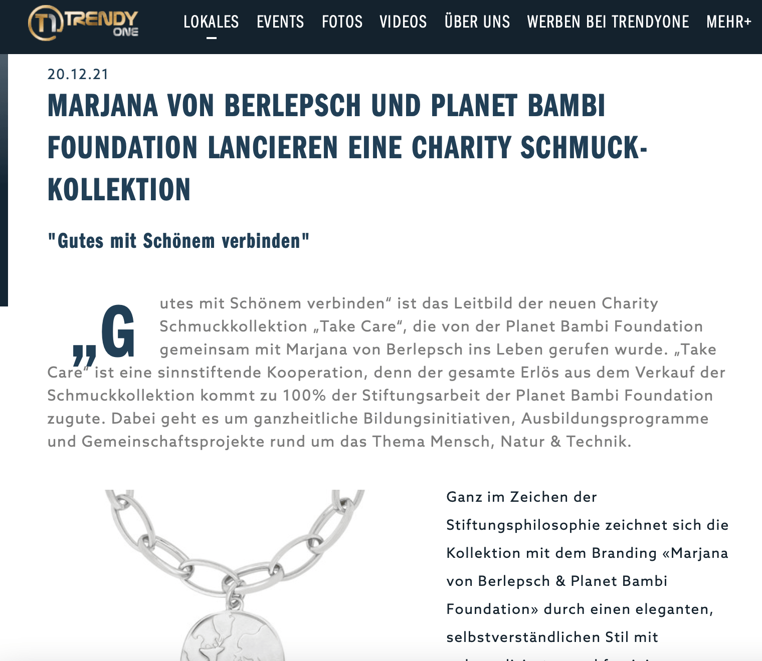 TrendyOne berichtet über den Launch der Planet Bambi Schmuckkollektion in Kooperation mit Mariana von Berlepsch