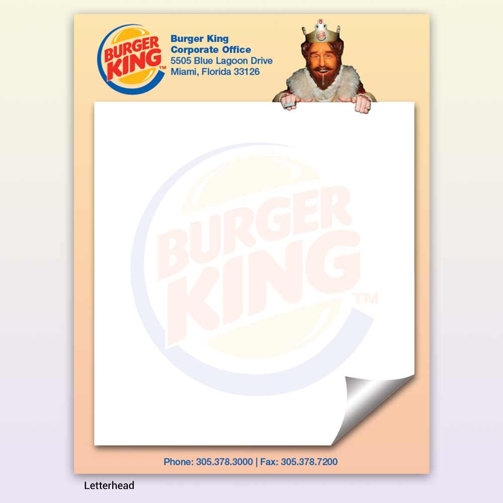 Burger King Stationery Letterhead
