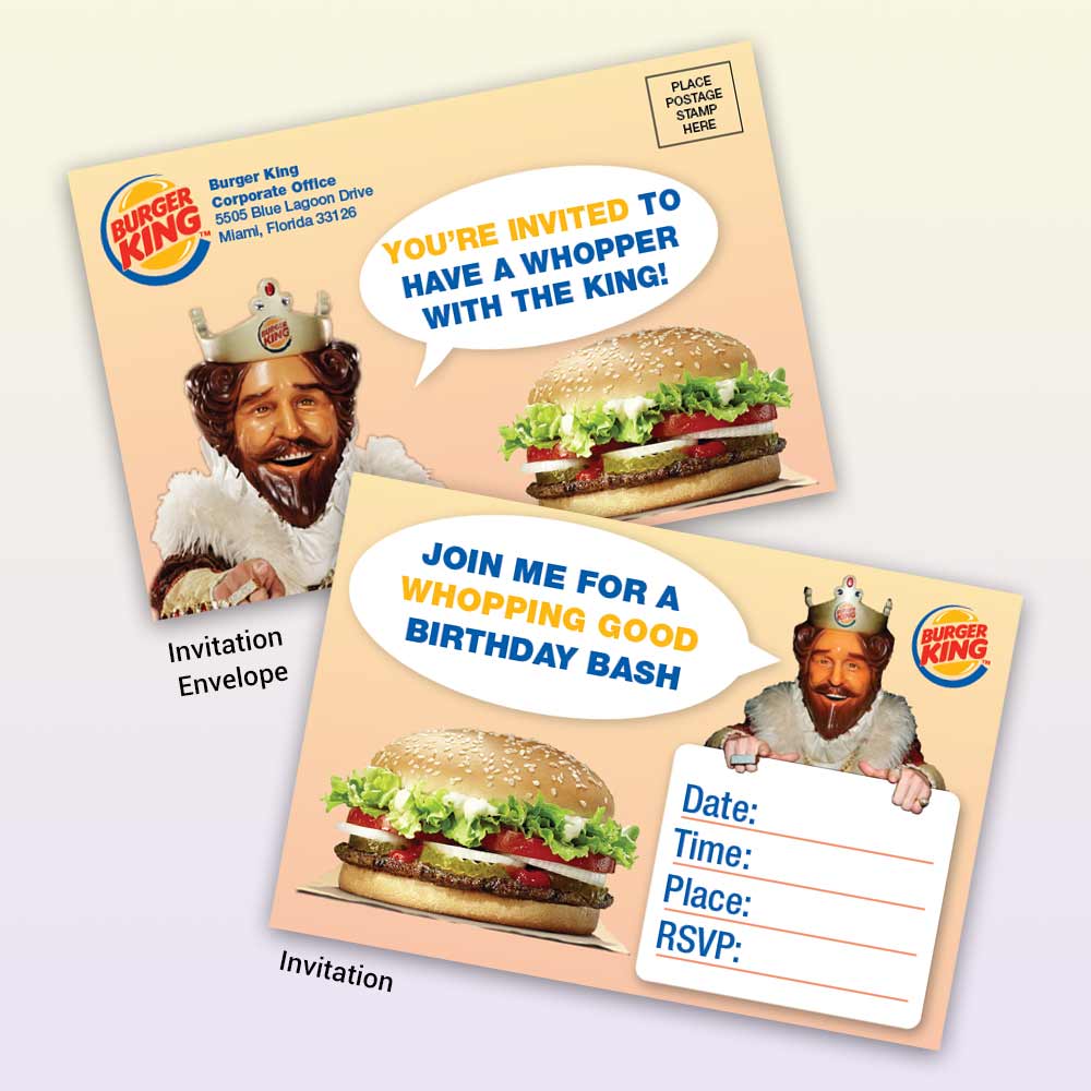 Burger King Stationery Invitation and Enevlope