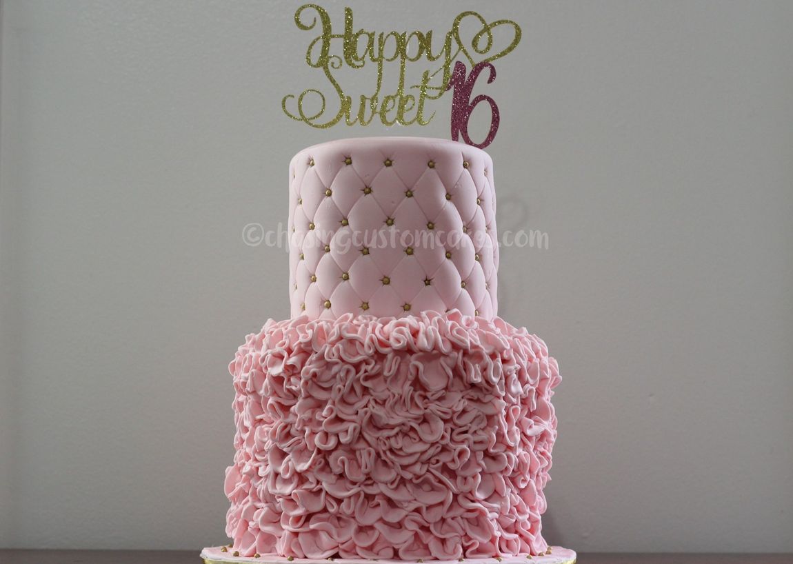 Sweet 16 pink ruffle cake