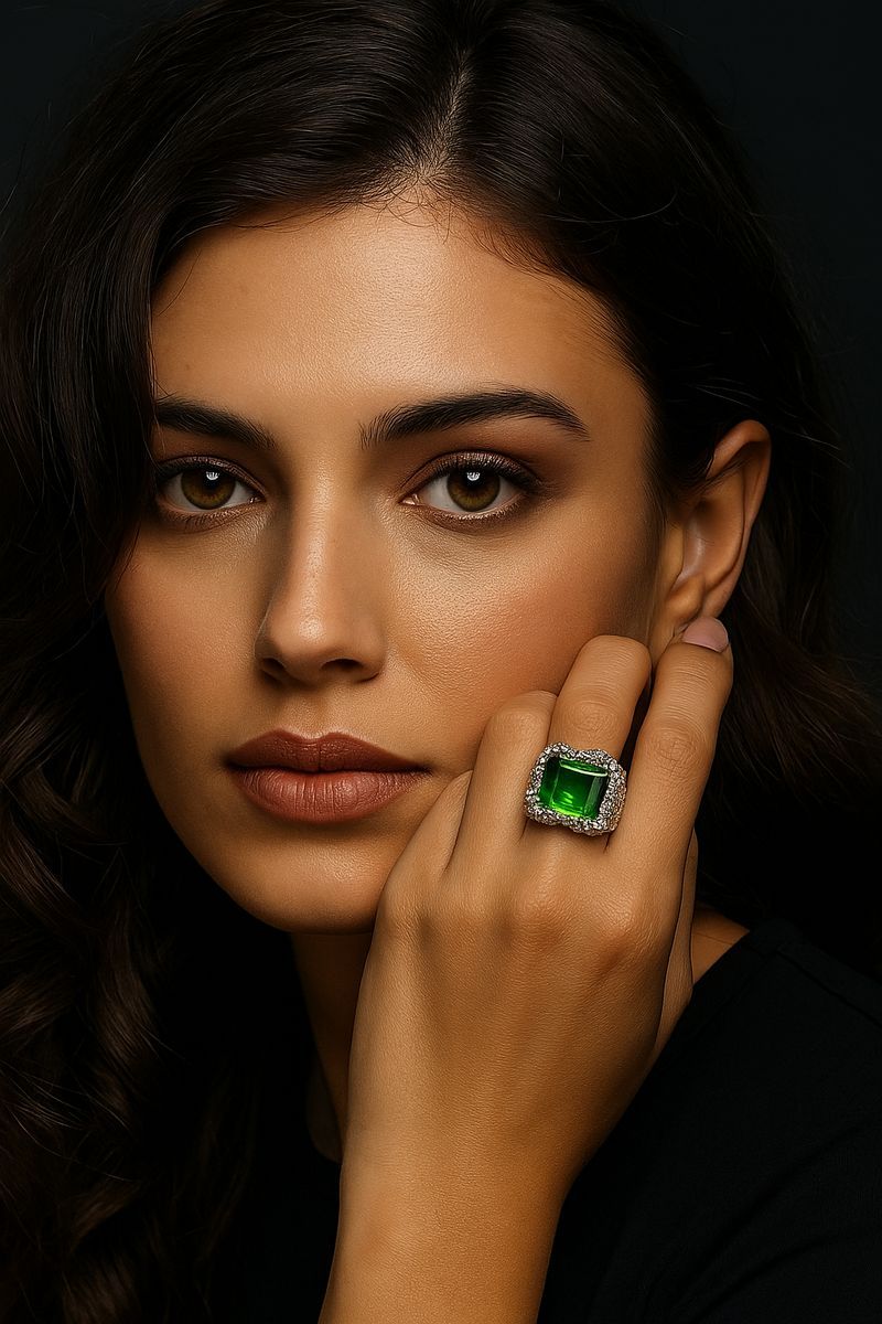 Grüner Edelstein Ring aus 925 Silber – Design Schmuck Großhandel