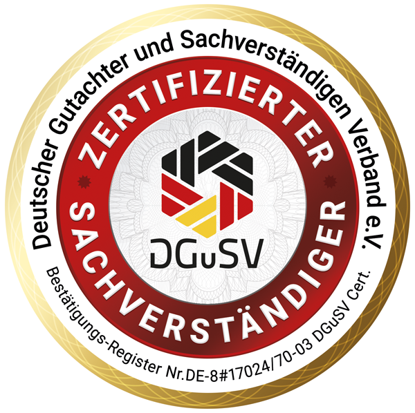 Logo zum zertifizierten Sachverständiger der DGuSV