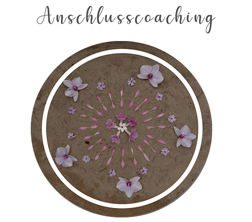 Mandala gelegt mit kleinen und großen rosa Blüten - Linkbild zu Anschlusscoaching