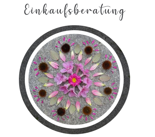 Mandala sternförmig gelegt mit rosa Blüten - Linkbild zu Einkaufsberatung
