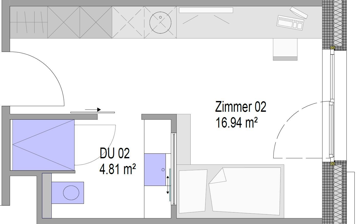 Grundrissplan Einzelzimmer Cityhotel Neumarkt