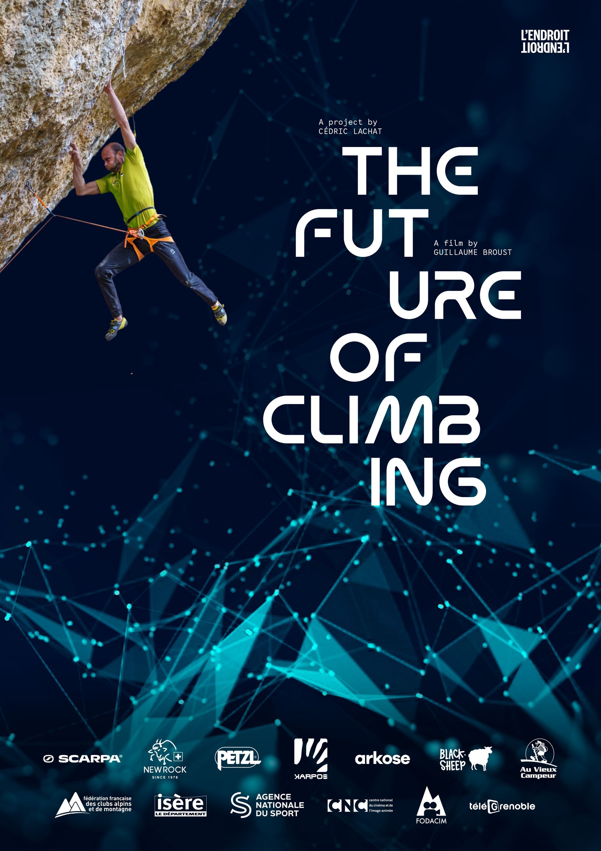 Póster oficial de la película 'El Futuro de la Escalada' con la participación de Karpos.